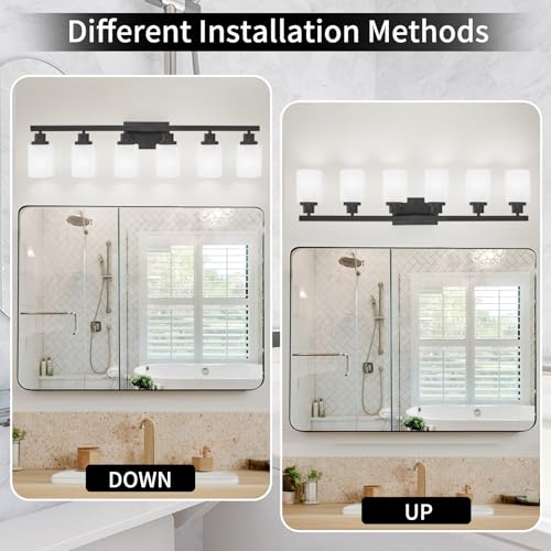 6 Light Black Vanity Lights 36.8in Bathroom Vanity Light for Mirror