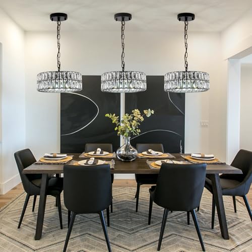 Black Crystal Chandelier 12" Modern Ceiling Pendant Light 3