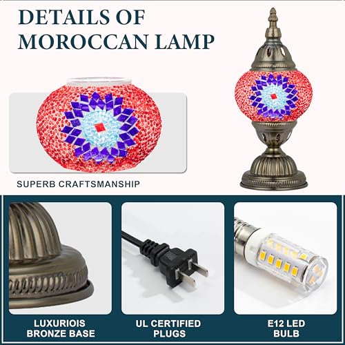 Turkish Mosaic Lamp Stained Glass Table Lamp with Tiffany Style
