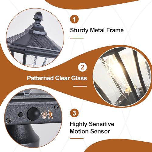 Motion Sensor Outdoor Post Lights with Pier Mount Base