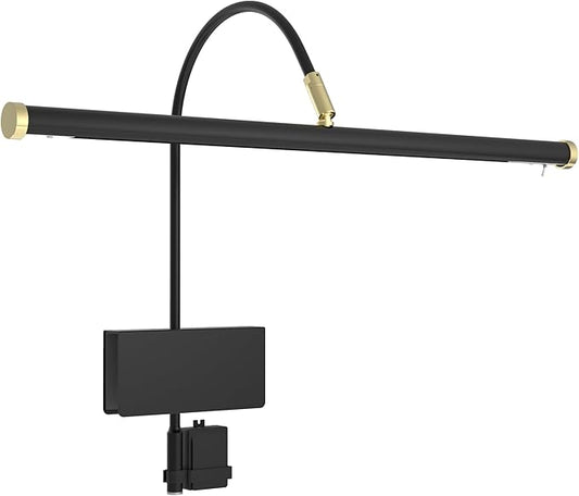 Cocoweb 19" LED Grand Piano Light in Black with Brass Accents with Dimmer Clip - Aura Lighting
