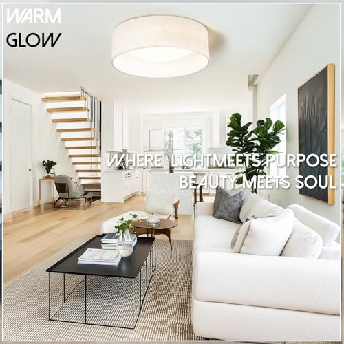 LED Flush Mount Ceiling Light with Fabric Shade