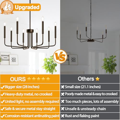 8 Light Farmhouse Chandelier for Dining Room Lighting Fixtures Hanging