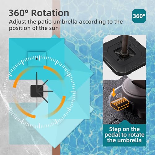 9x12 FT Patio Cantilever Outdoor Umbrella with Base and LED Lights