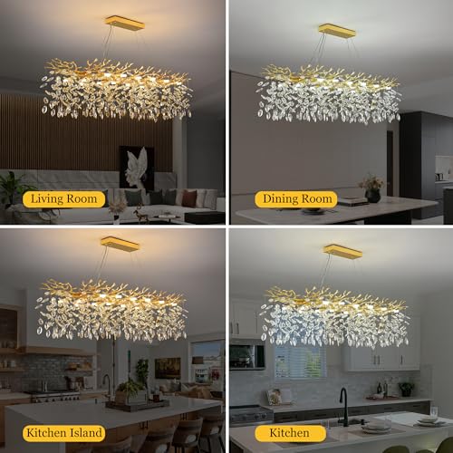 Modern Rectangle Crystal Tree Branch Chandelier