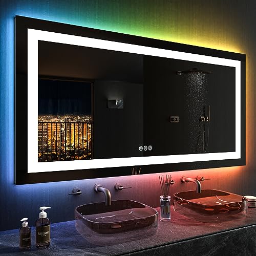 55"X30" RGB LED Bathroom Mirror with Lights