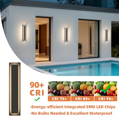 23.6'' Dusk to Dawn Outdoor Sconce Lights Black Exterior Lighting Fixtures