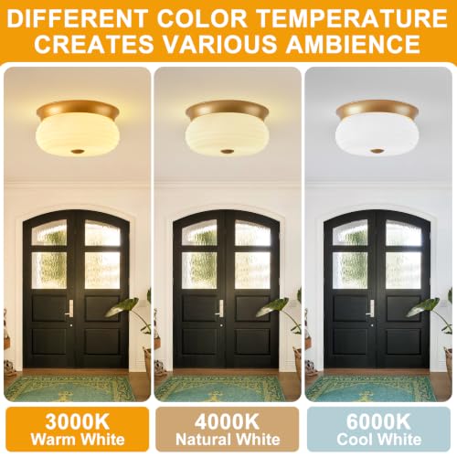 Gold Flush Mount Ceiling Light Fixtures (Gold-Milk Glass(No Assembly Required))