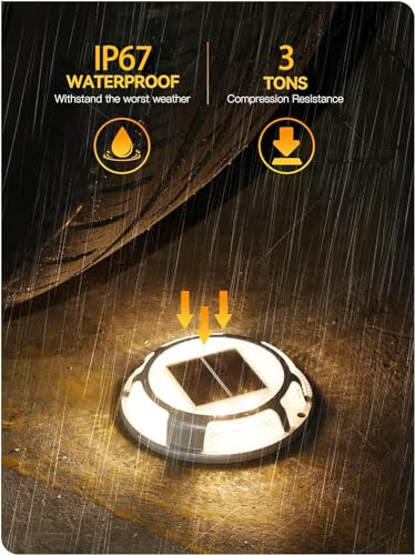 Solar Driveway Dock Lights Outdoor Waterproof 12 Pack (12 Count)