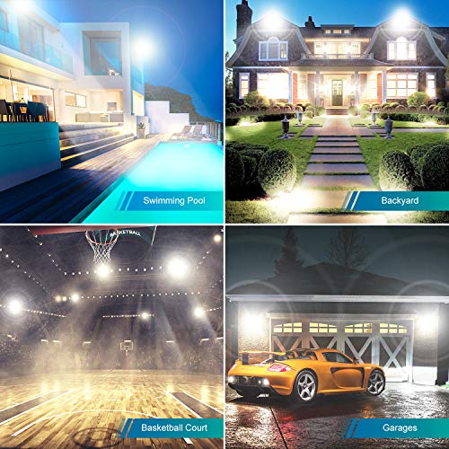 80W LED Flood Lights Outdoor Hardwired Security Light IP66 Waterproof 5000K (3 Count)