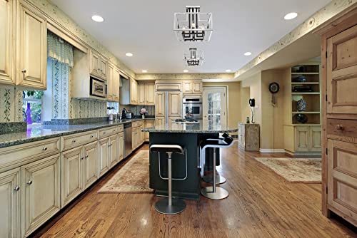 456SF-CH-BK 4 Light Semi Flush Mount, Chrome + Black