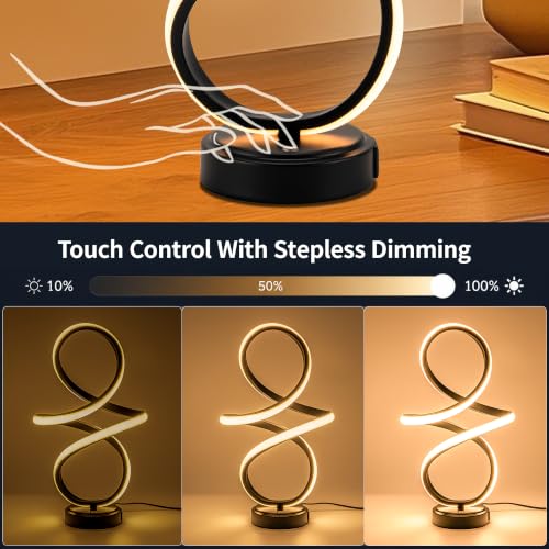 Modern Small Table Lamp with LED Spiral Design