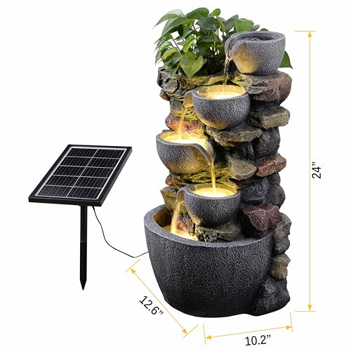 24'' Stacked Rock Solar Powered Water Fountain