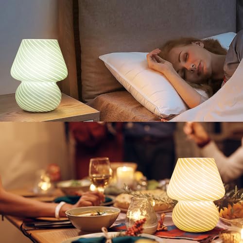 USB Plug in Mushroom Lamp Small Bedside Table Lamp with 3 Temperature LED Bulb