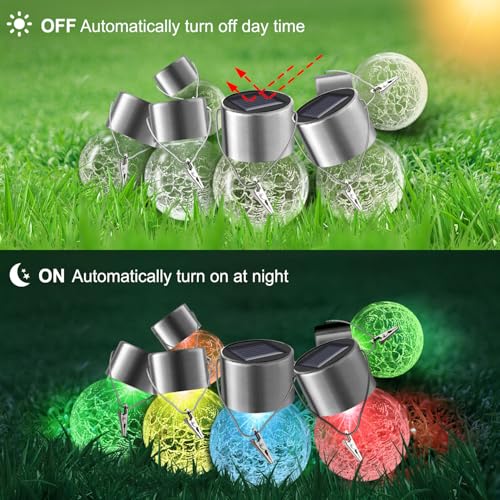 Solar Lights Outdoor Hanging Decorative Globe 8 Pack (8 Count)