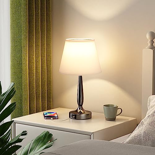 Touch Bedside Lamp for Bedroom with USB C Port