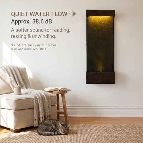 39.57 in Modern Indoor Outdoor Waterfall Fountain LED Resin Copper
