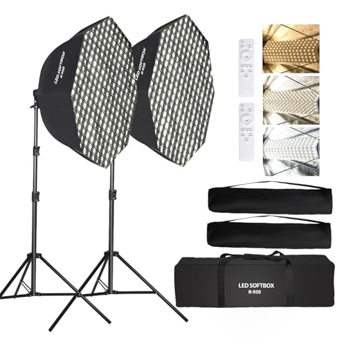 110W Octagonal Parabolic Softbox Lighting Kit with Honeycomb Grid (2 Count)