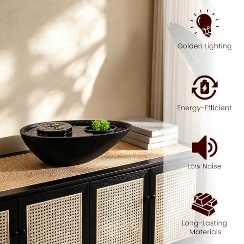 Table Fountain Indoor Water Zen Garden Decor with Succulent Plant