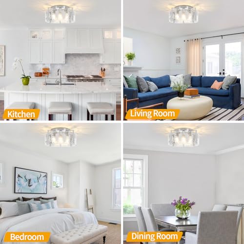 Modern Brushed Nickel Semi Flush Mount Ceiling Light 4 Lights Ceiling Lamp