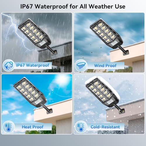 Solar Street Lights Outdoor with Motion Sensor Remote Control 7000K