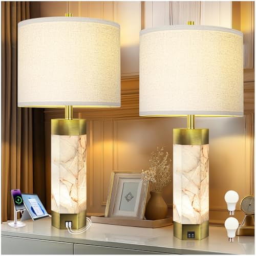 27" Alabaster Table Lamps Set of 2 (2 Count)