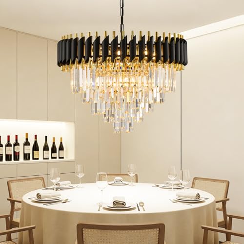 24" Black and Gold Crystal Chandelier Contemporary Large Crystals Chandeliers 5