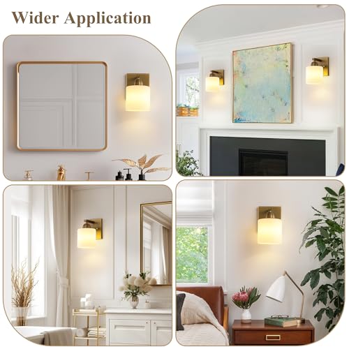 Brass Milk Glass Wall Sconces