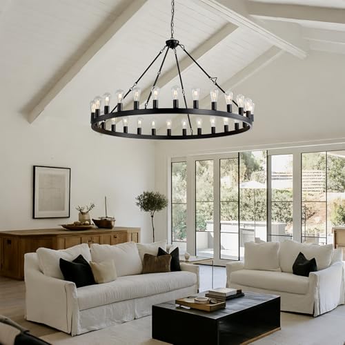 Black Wagon Wheel Chandelier