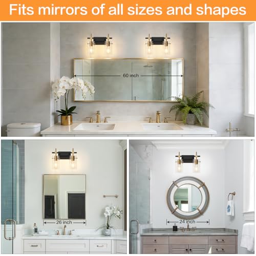 Vintage Vanity Light Fixtures Wall Light for Bathroom Over Mirror Light with Glass Shade Light Fixtures