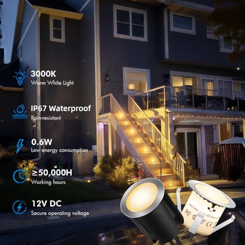24 Pack LED Recessed Deck Lights with Protecting Shell