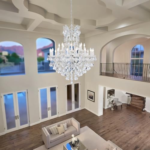 Large Silver Modern Crystal Chandelier Light Fixtures