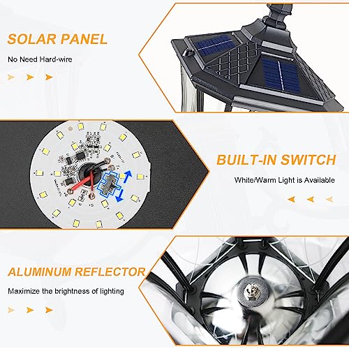 2 Head Outdoor Solar Lamp Post Lights with Waterproof