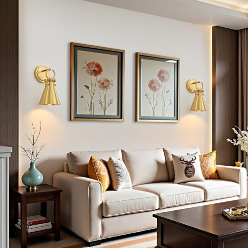 Wall Sconces Set of 2 for Bathroom 6" Gold Metal Shade