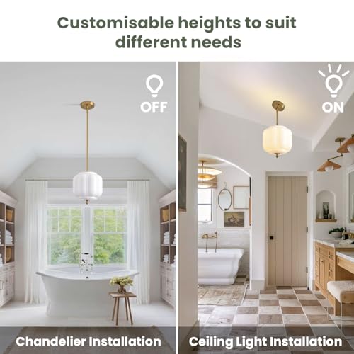 Vintage Milk Glass Pendant Lights 9.8 Inch Mid Century Modern Hanging Ceiling Light