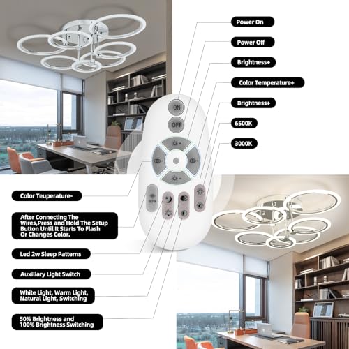 7 Ring Modern LED Flush Mount Ceiling Light