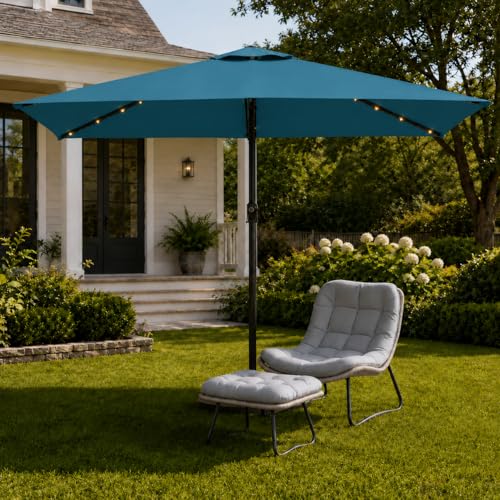 6.5 x 10ft Rectangular Patio Umbrella with Solar Lights