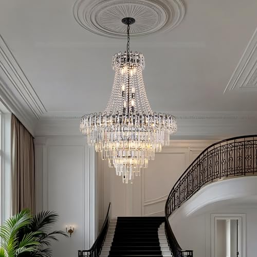 34 Inch Large Tiered Empire Crystal Chandelier