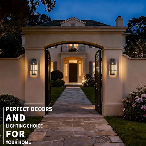 2 Pack Dusk to Dawn Outdoor Exterior Lighting Fixtures Wall Mount (2 Count)