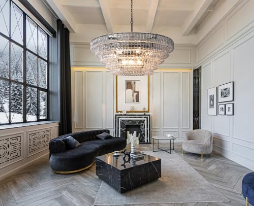 47 Inch Round Chandelier Clear Glass