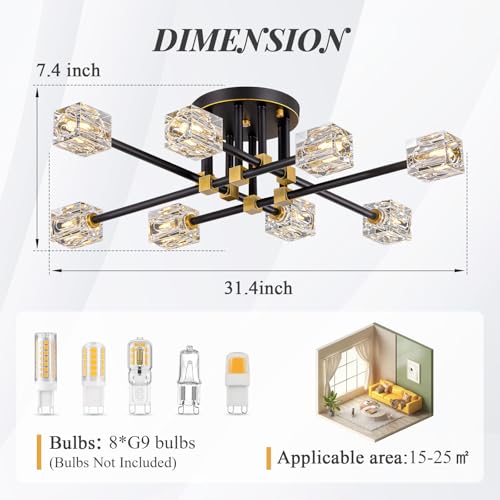 Modern Sputnik Ceiling Light Fixture with 8 Light