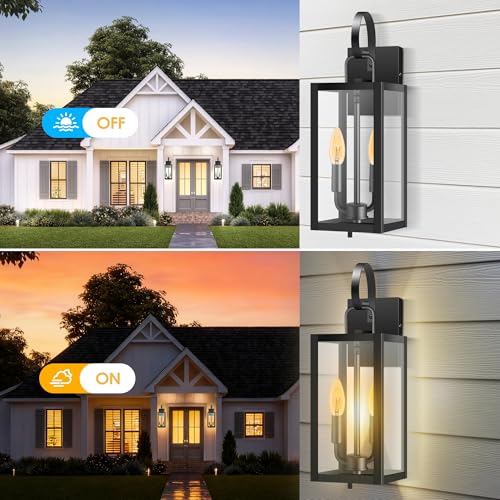 19'' Large Black Outdoor Wall Light Fixtures with Closed Bottom (2 Count)