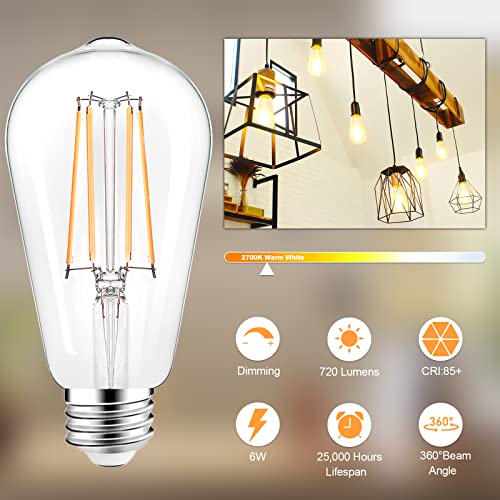 LED Light Bulbs Dimmable Vintage Edison Bulb (4 Count)