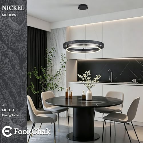 LED Black Ring Chandelier Dimmable Round Chandelier Entryway Chandeliers