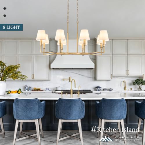 8 Light Candelabra Chandelier Dining Room Gold Linen Chandeliers 38in