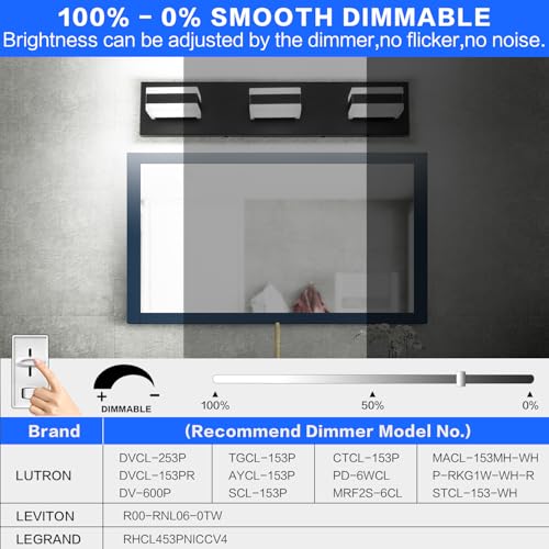 LED Dimmable Black Vanity Light Over Mirror