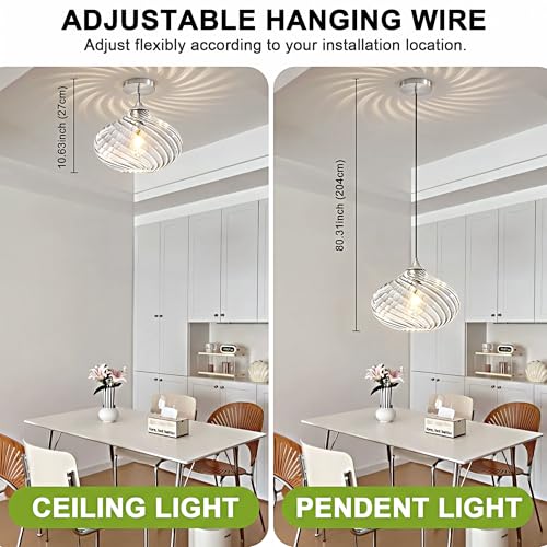 11in Nickel Pendant Lights Kitchen Island with Clear Glass Shade 2Pack