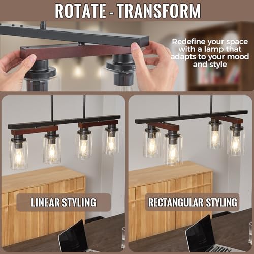 4 Light Black Linear Chandelier (4 Count)