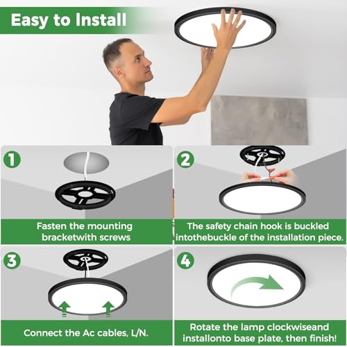 6Pack 13 inch Black LED Flush Mount Ceiling Lights (6 Count)