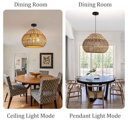 18.9" Rattan Pendant Light